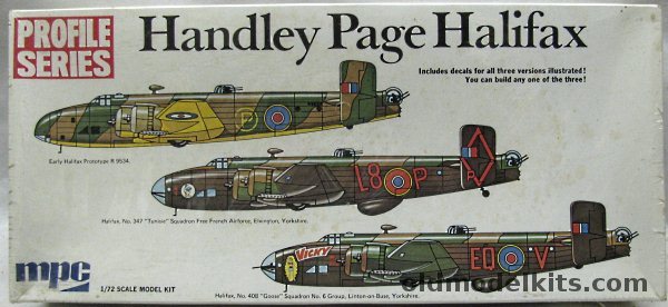 MPC 1/72 HP Halifax Profile Series - Prototype R9543 / No.347 'Tunisie' Free French Air Force / No.408  'Goose' Sq  No.6 Group Yorkshire, 2-2504 plastic model kit